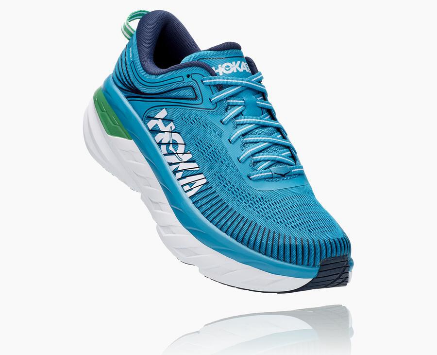 Hoka One One Running Shoes Mens Blue/White - Bondi 7 - 87263EGPK